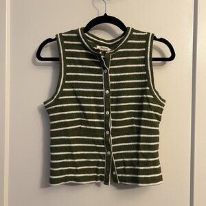 Madewell Split Crewneck Cardigan Tank in Stripe